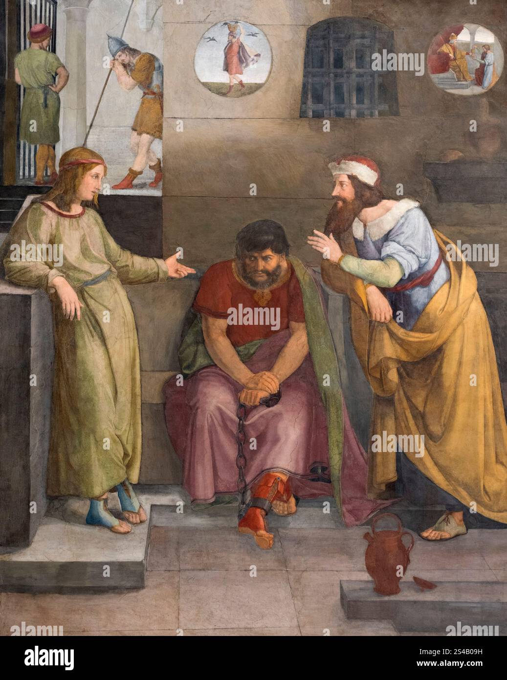 Friedrich Wilhelm von Schadow (1789–1862), Joseph Interpreting the Dreams im Gefängnis, ca. 1816, Fresko aus der Casa Bartholdy in Rom. Joseph deutet d Stockfoto