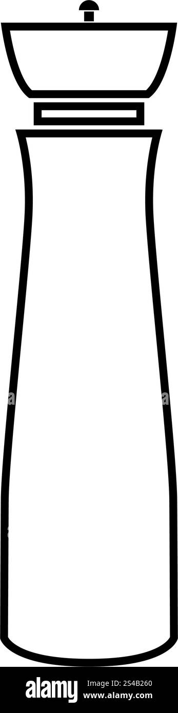 Salz- und Pfeffermühle, schwarzes Symbol. Stock Vektor