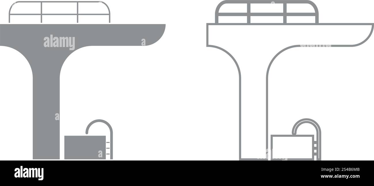 Pool mit einem Tauchturm-Symbol. Stock Vektor