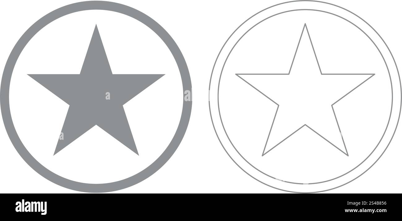 Stern in kreisförmigem Grau Set-Symbol .. Stern in kreisförmigem Grau Set-Symbol . Stock Vektor