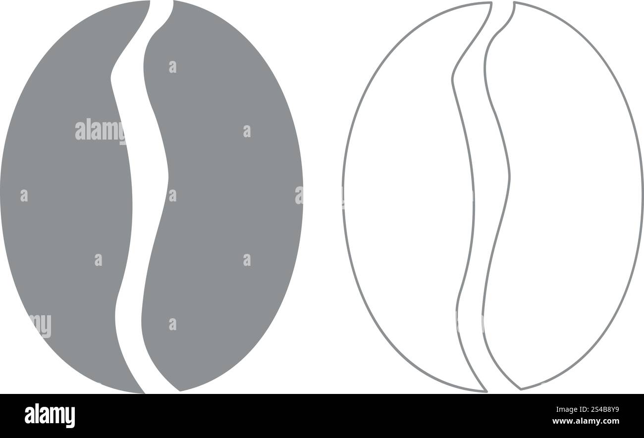 Symbol für Kaffeebohne grau .. Coffee BeanGrey Set Symbol . Stock Vektor