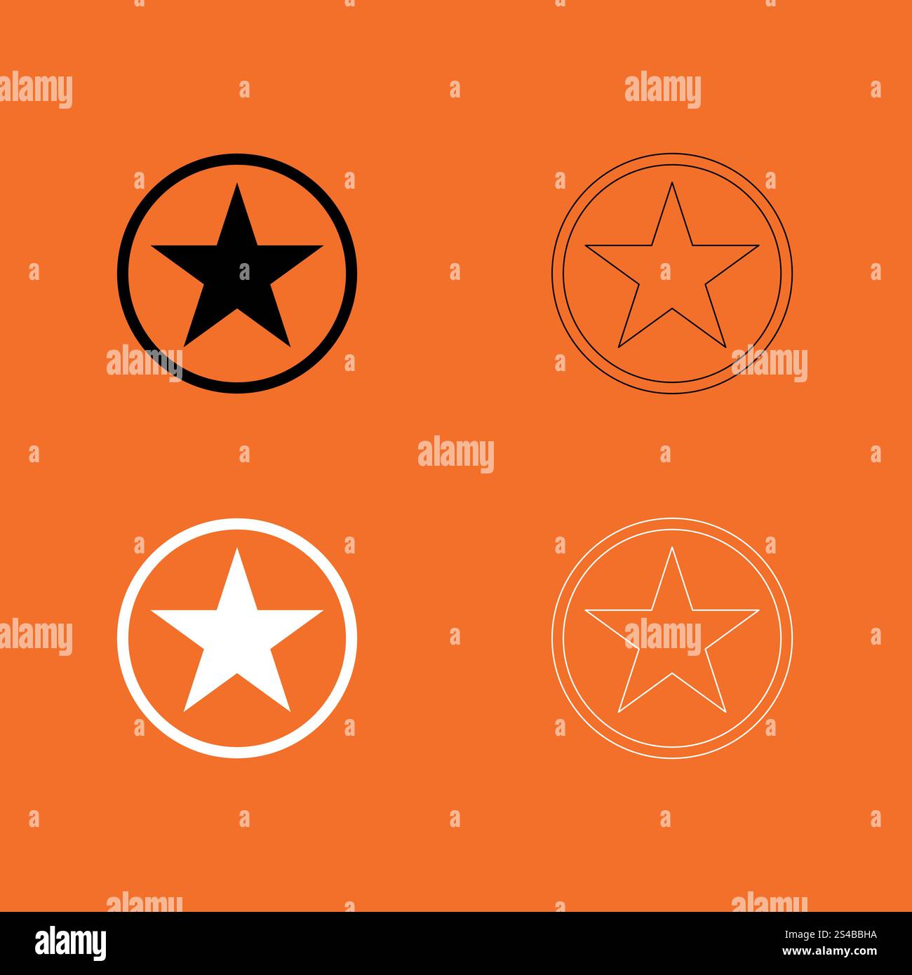 Stern im Kreis schwarz-weiß Set Symbol .. Stern im Kreis schwarz-weiß Set Symbol . Stock Vektor