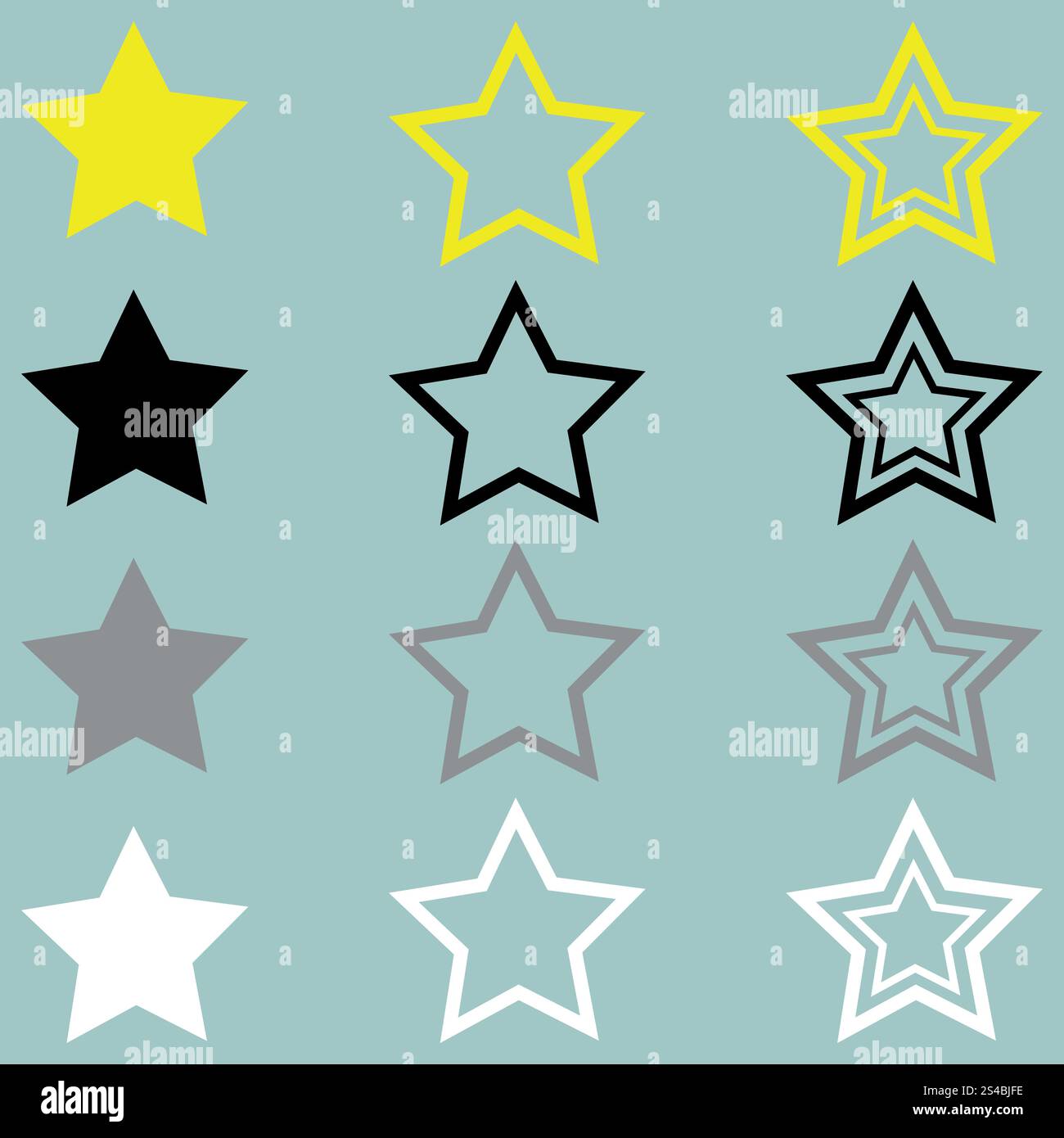 Sterngelb schwarz grau weiß Symbol. Das gelbe schwarz-graue weiße Sternsymbol. Stock Vektor