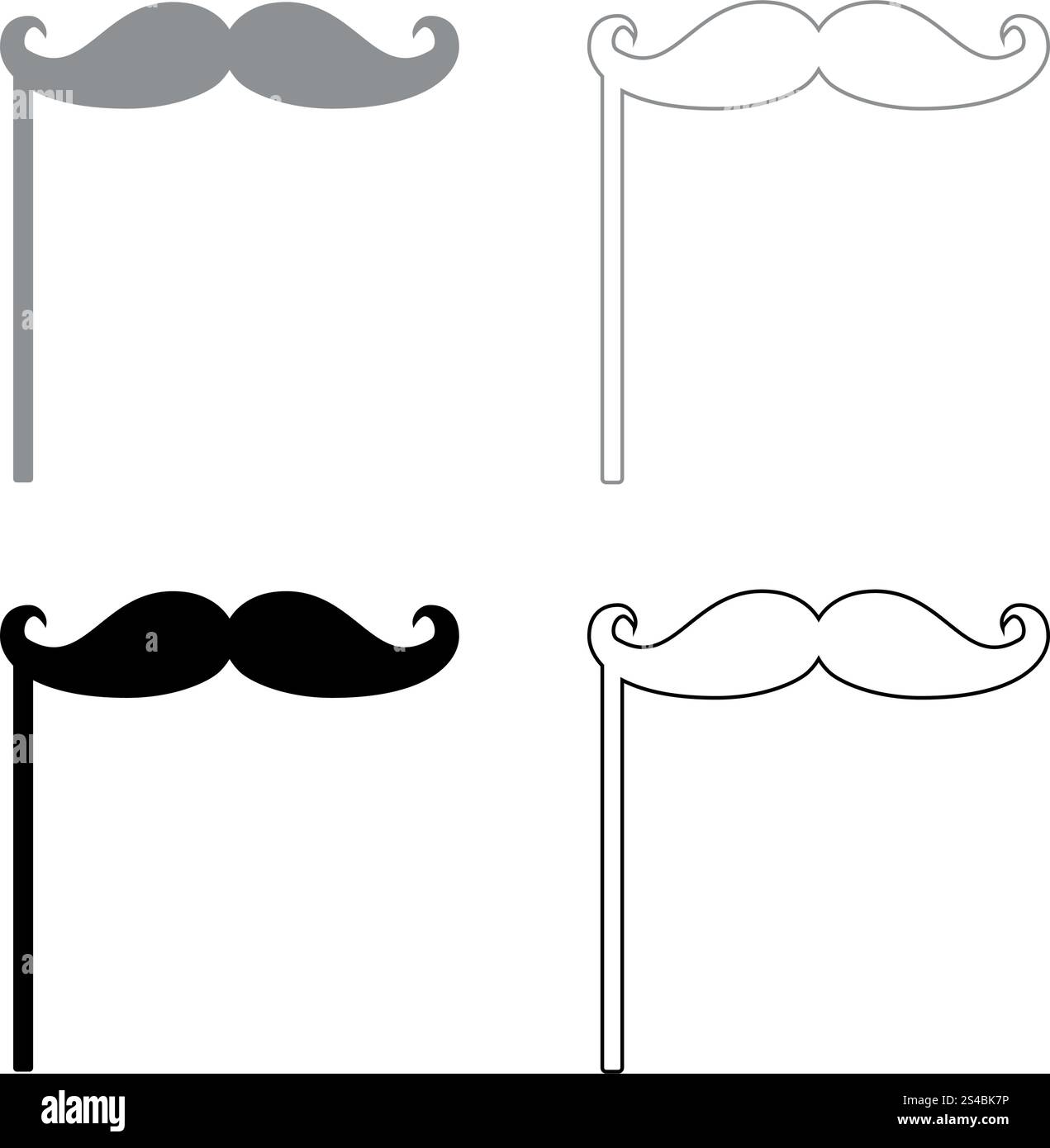 Schnurrbärte auf dem Stabsymbol. Abbildung grau und schwarz .. Schnurrbärte auf dem Stabsymbol. Abbildung: Graue und schwarze Füllung und Umrandung. Stock Vektor