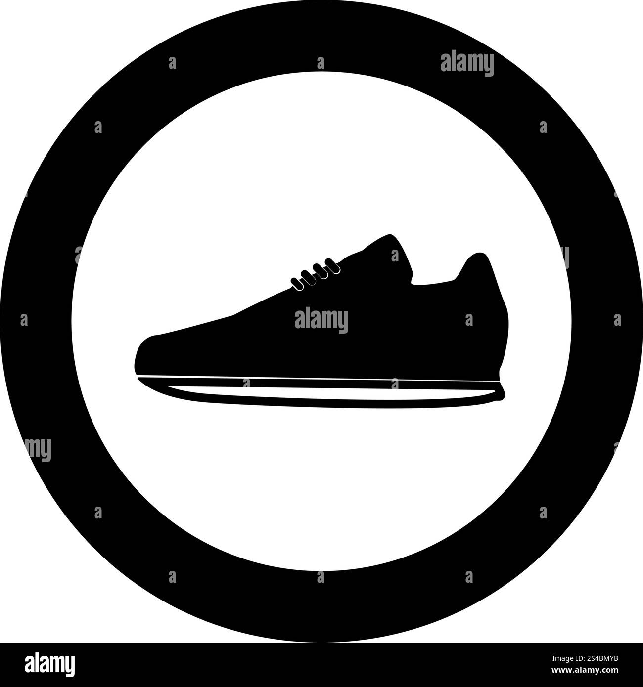 Sport Schuhe Symbol Farbe Schwarz im Kreis Vector Illustration Stock Vektor