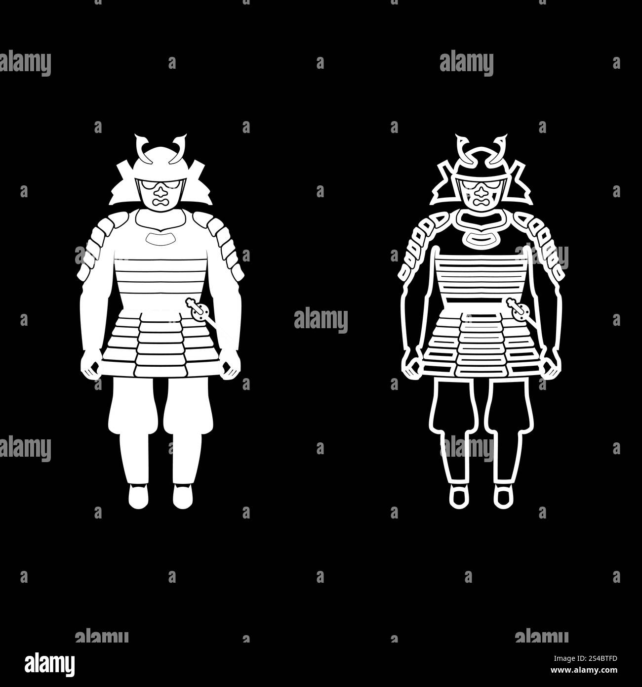 Samurai Japan Krieger Icon Set Farbe weiß Vektor-illustration Flat Style simple Image Stock Vektor