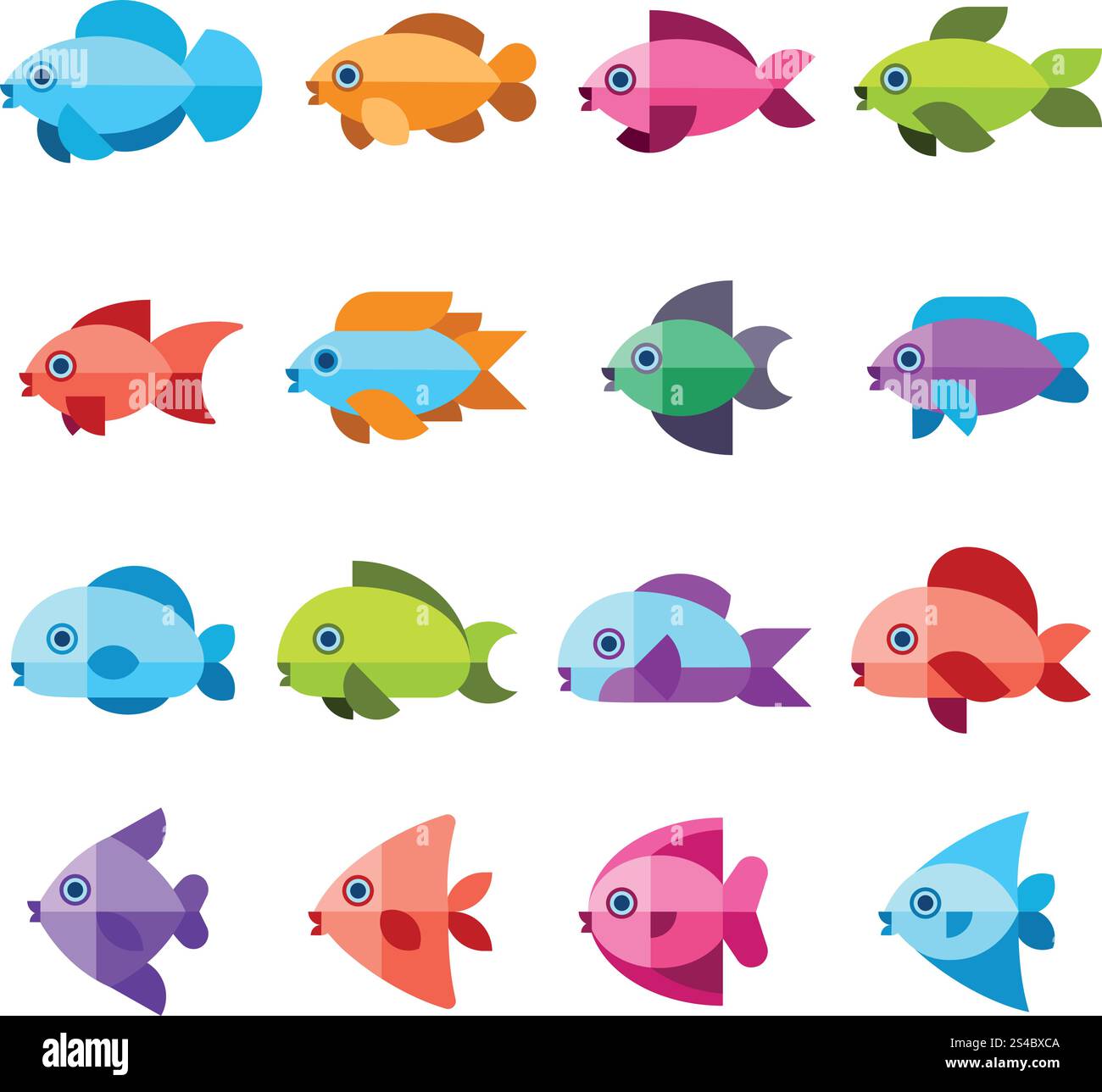 Fish Vector Flat Symbole gesetzt. Fish Vector Flat Symbole gesetzt. Fisch Meer oder Ozean, Natur Tierwelt Fisch Illustration Stock Vektor