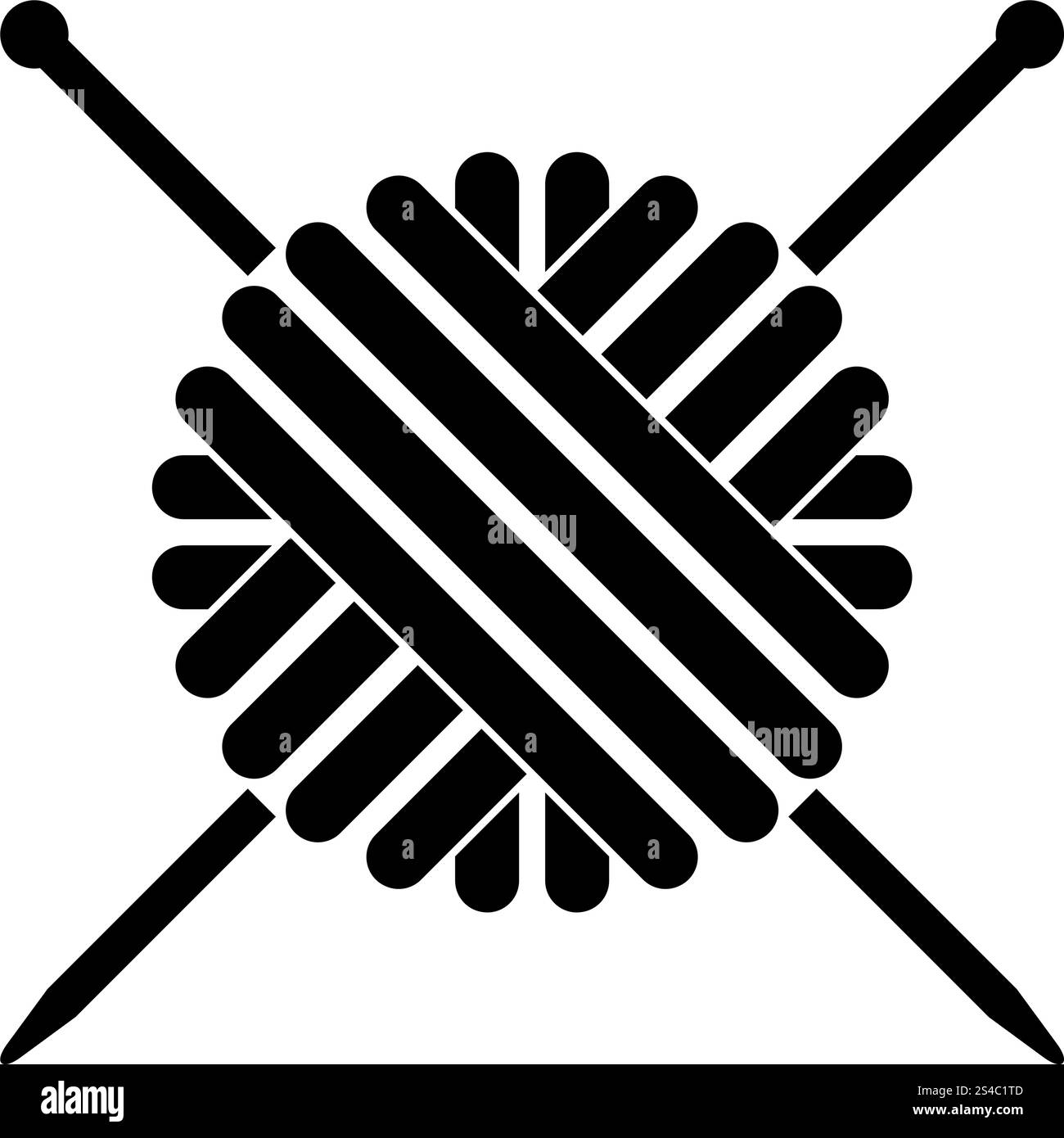 Ball der Wolle Garn und Stricknadeln Symbol Farbe schwarz Vector Illustration Flat Style simple Image Stock Vektor