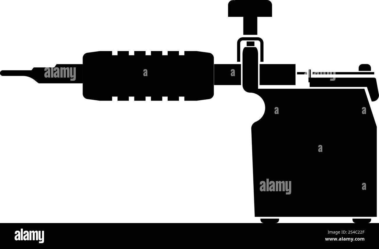 Symbol für Tätowiermaschinen schwarze Vektor-Illustration isoliert Stock Vektor