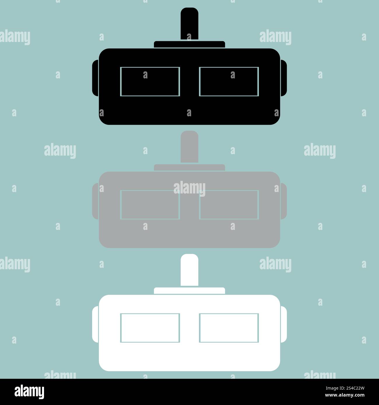 Virtual Riality Slam Helm Kopfstück Symbol... Virtual Riality SLAM Helm Symbol für den Kopfschmuck. Symbole festlegen. Stock Vektor