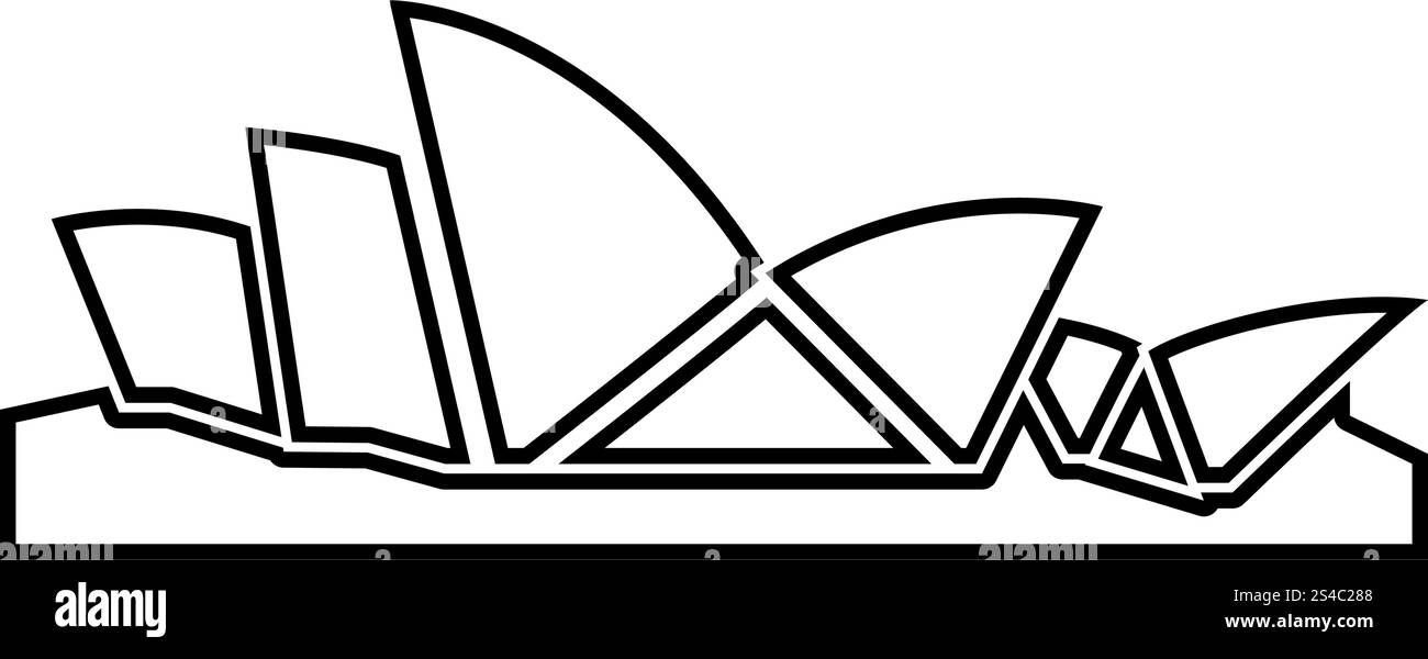 Sydney Opera House Symbol Farbe schwarz Vector Illustration Flat Style outline Stock Vektor
