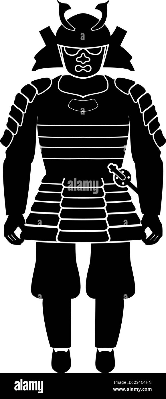 Samurai Japan Krieger Symbol schwarz Farbe füllen Flat Style Stock Vektor