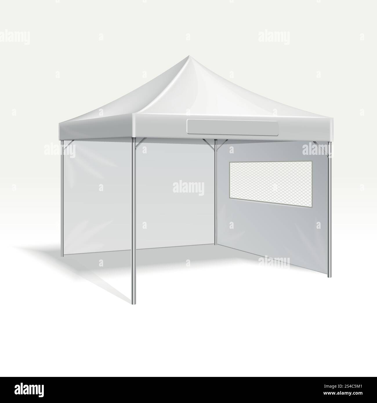 Werbewerbung Faltzeltvektor-Illustration für Veranstaltung im Freien. Werbewerbung Faltzeltvektor-Illustration für Veranstaltung im Freien. Abdeckrahmen Schutz vor Sonne und Regen Stock Vektor