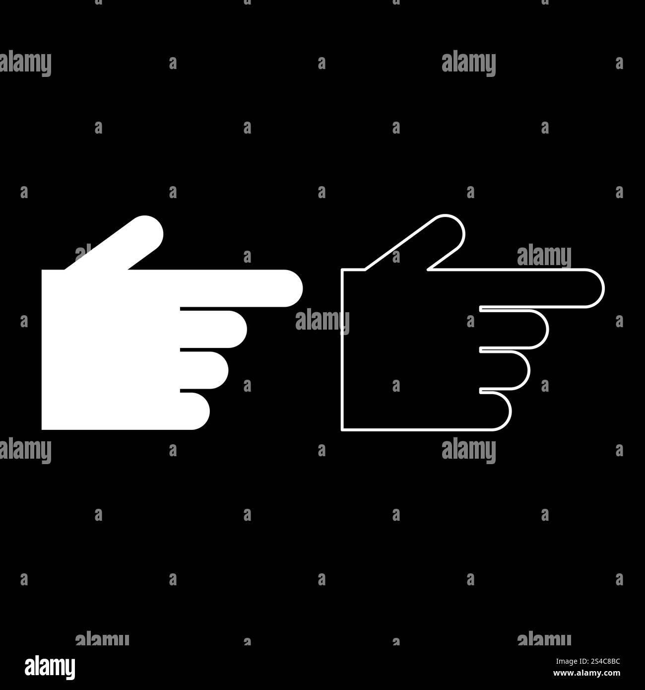 Zeigehand Icon Set Farbe weiß Vektor-illustration Flat Style simple Image outline Stock Vektor