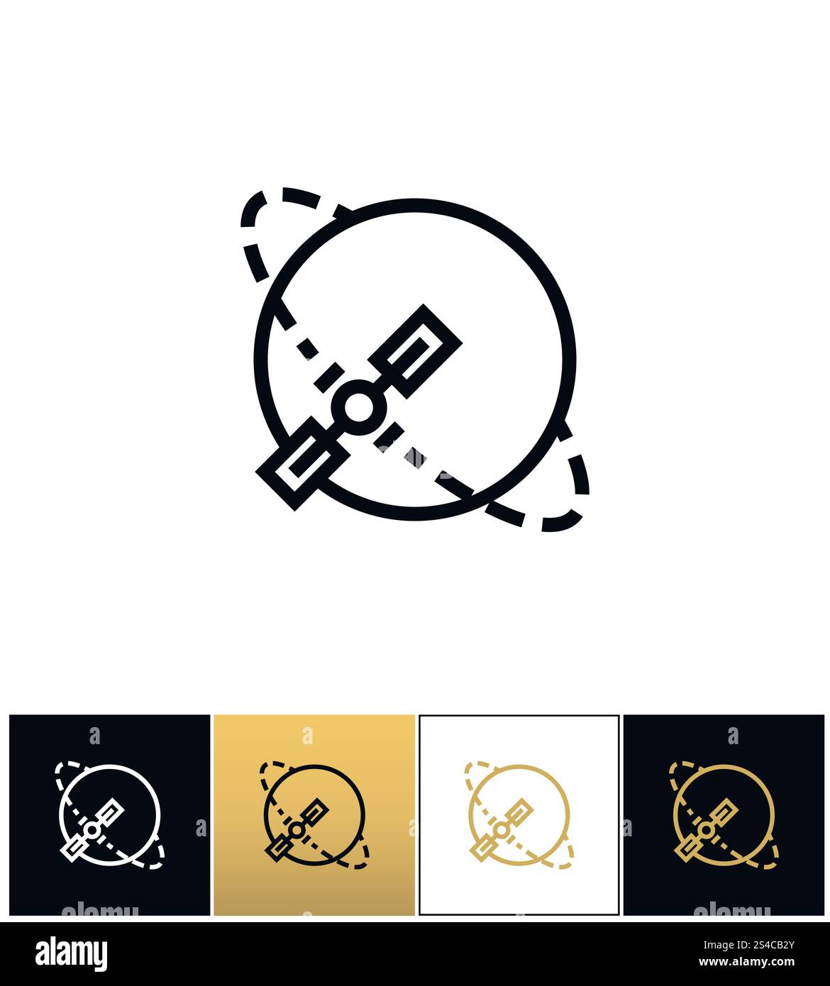 Silhouette Navigation Erdübertragung Vektorsymbol. Silhouette Navigation Erdübertragung Vektorsymbol. Silhouette Navigation Erde Bild auf schwarzem, weißem und goldenem Hintergrund Stock Vektor