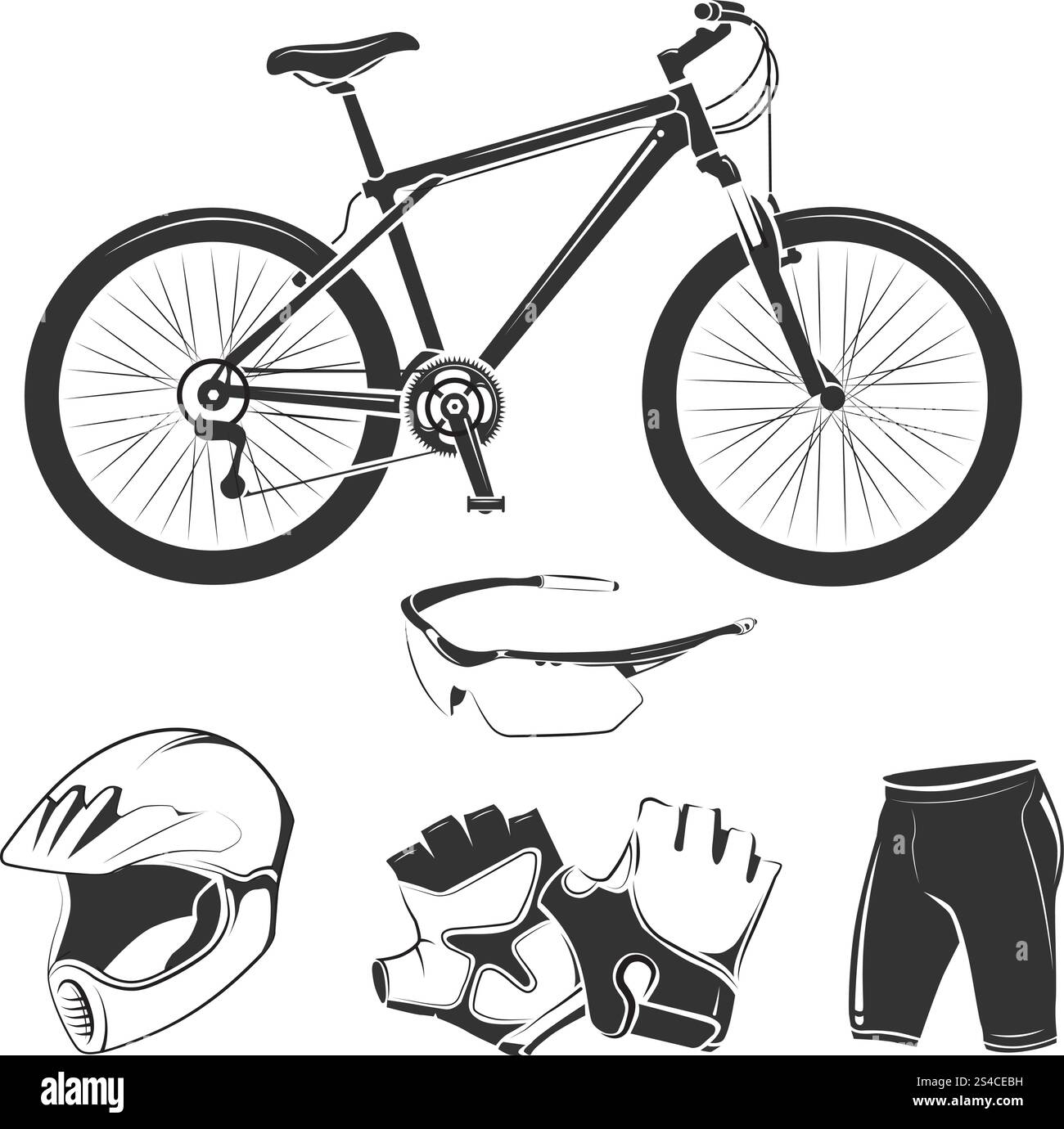 Vektorelemente für Fahrrad oder Fahrradladen. Vektorelemente für Fahrrad oder Fahrradladen. Designelemente für Fahrradreisen und Fahrradtransporte Stock Vektor