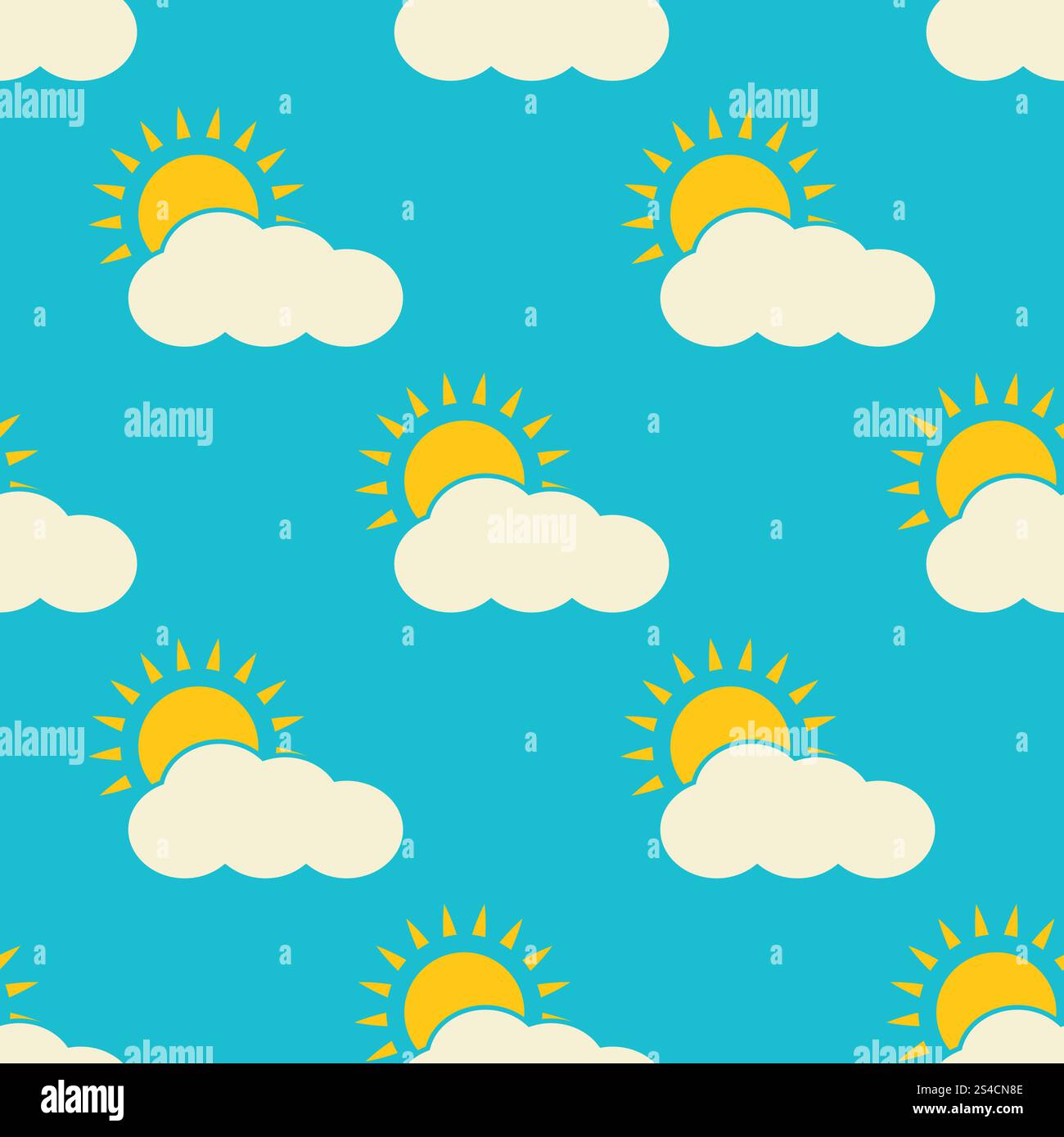 Vektorwolken wettern nahtloses Muster. Vektorwolken Wetter nahtlose Muster Hintergrund mit blauem Himmel und Sonne Illustration Stock Vektor