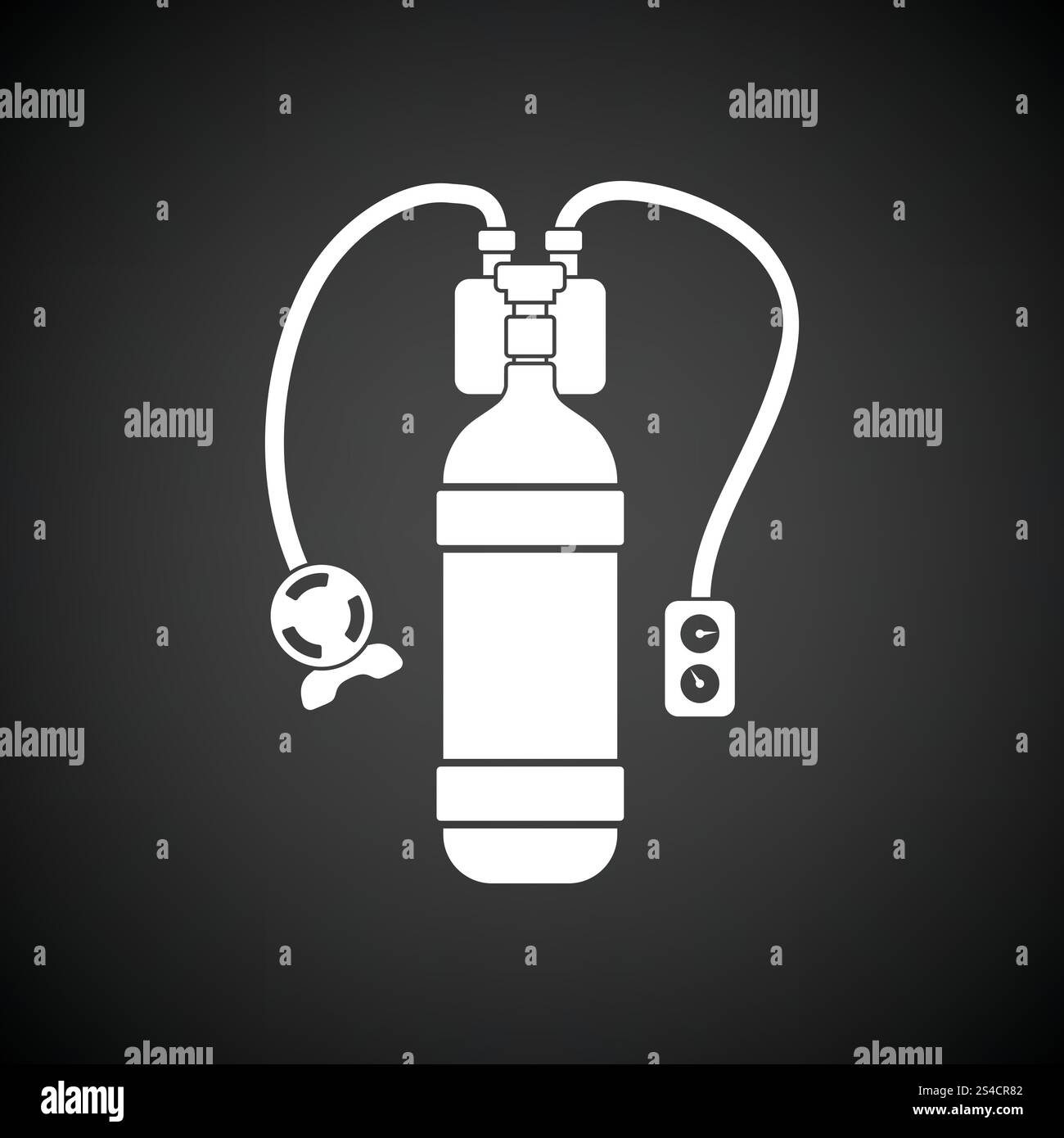 Symbol von Scuba. Schwarzer Hintergrund mit weißen. Vektor-Illustration. Stock Vektor