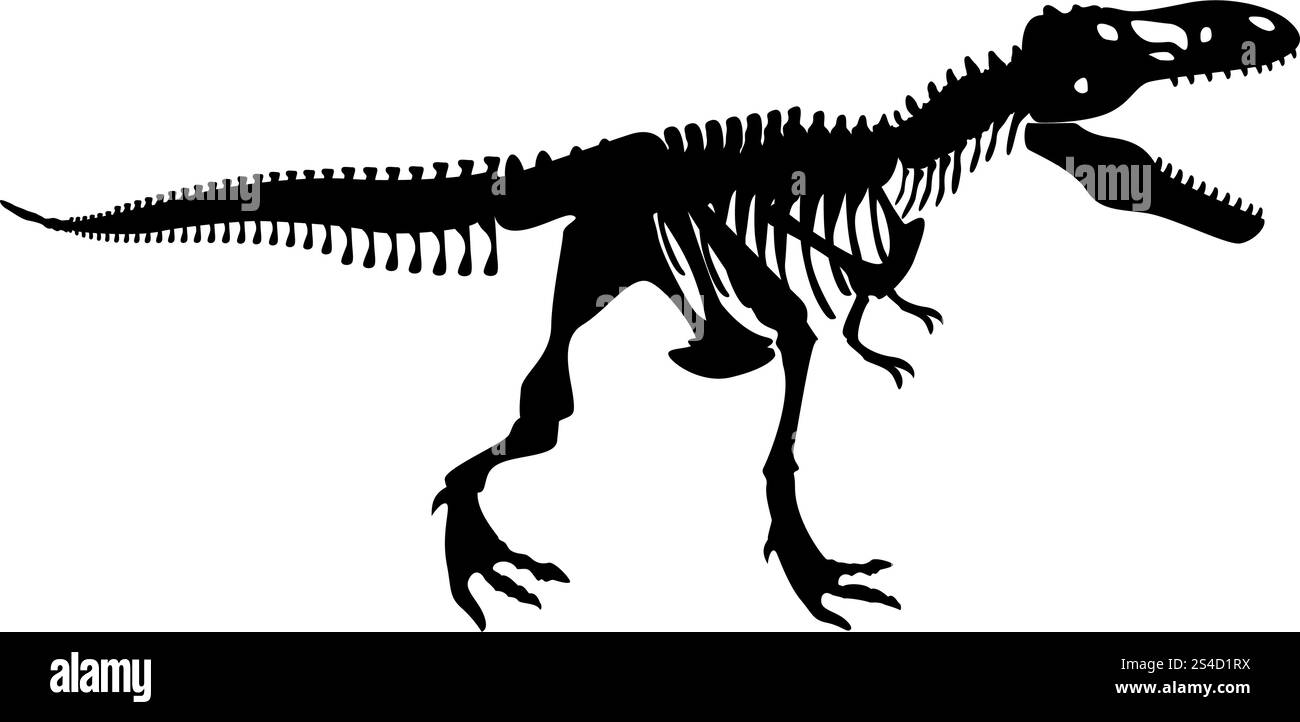 Dinosaurier Skelett T-rex Symbol Farbe schwarz Vector Illustration Flat Style simple Image Stock Vektor