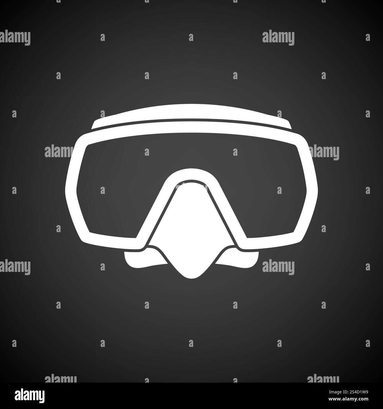 Ikone der Tauchermaske. Schwarzer Hintergrund mit weißen. Vektor-Illustration. Stock Vektor