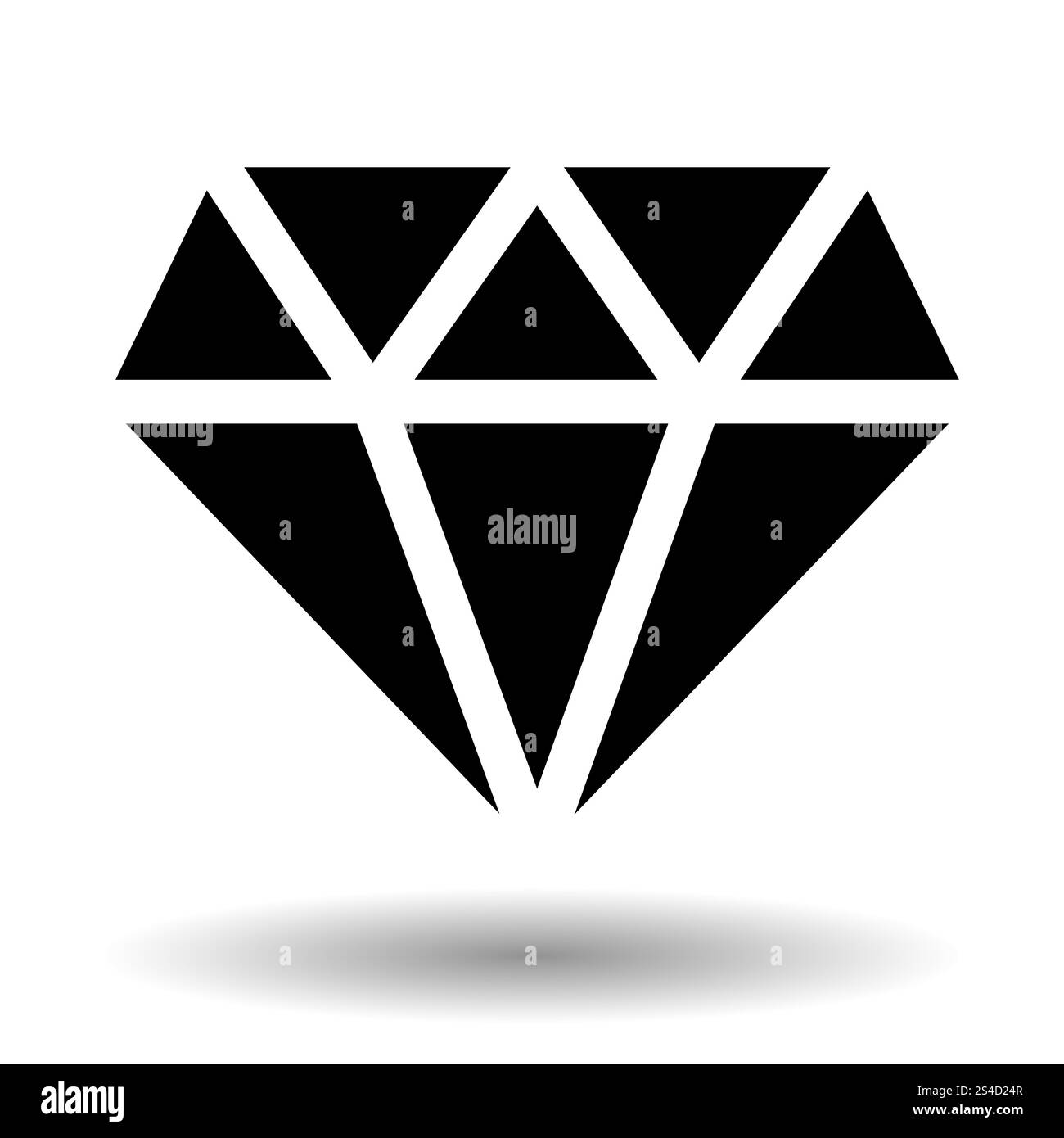 Diamantvektorsymbol isoliert über weiß. Einfarbige Edelsteinabbildung. Diamantvektorsymbol isoliert über weiß Stock Vektor