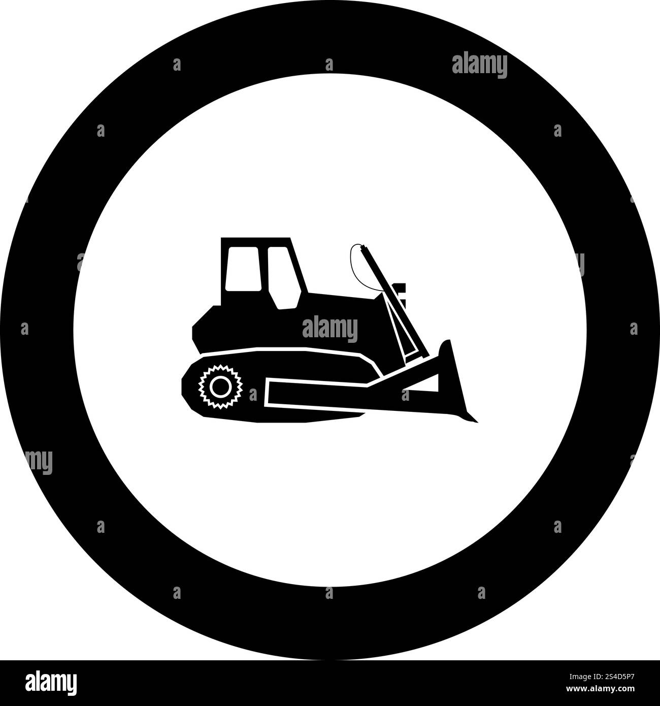 Bulldozer Symbol Farbe Schwarz im runden Kreis Vector Illustration Stock Vektor