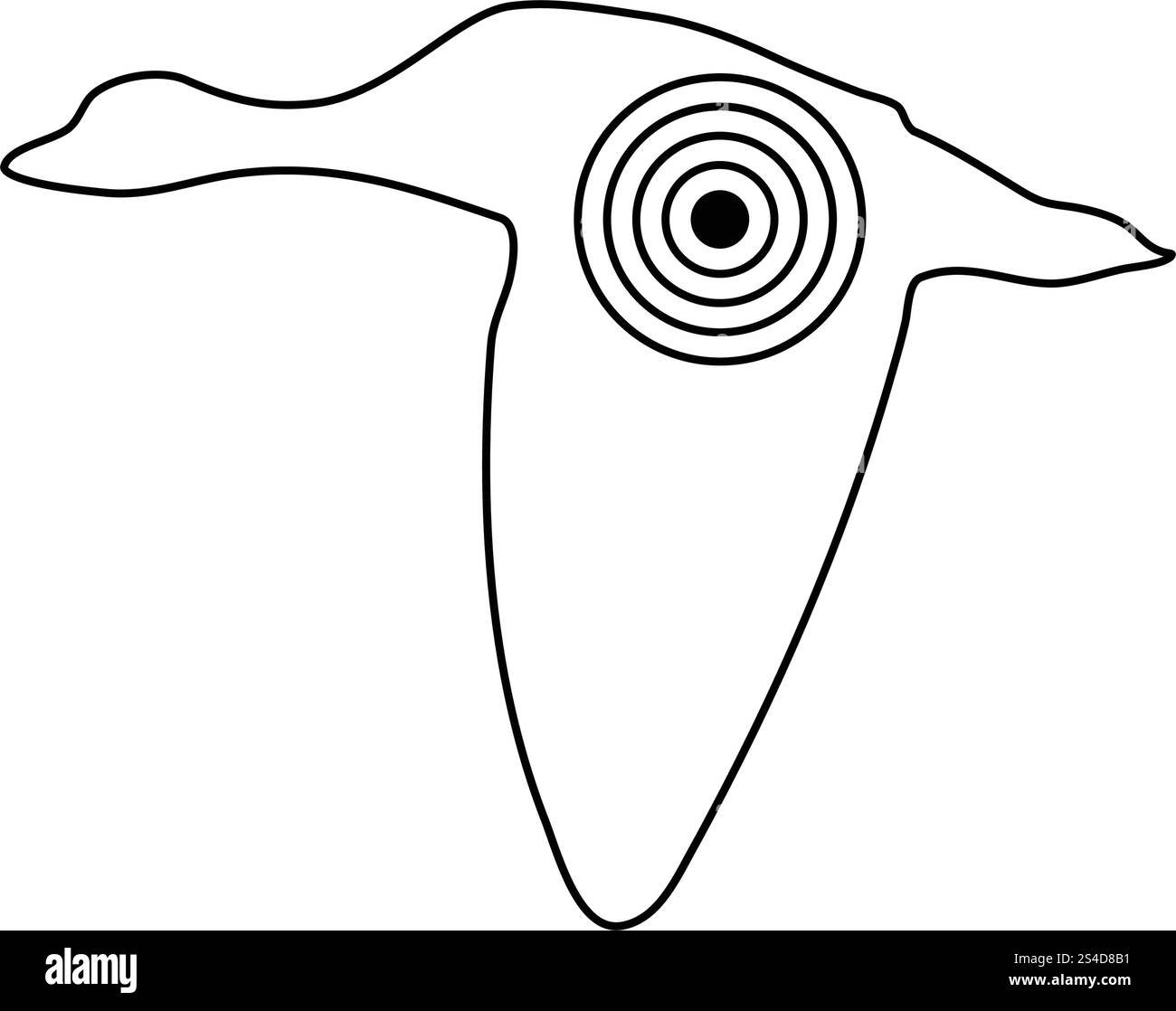 Symbol der fliegende Ente Silhouette mit Ziel. Thin Line Design. Vector Illustration. Stock Vektor