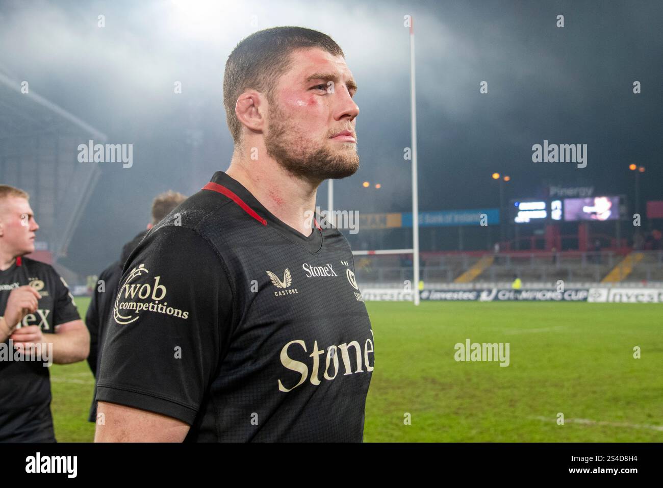 Limerick, Irland. Januar 2025. Tom Willis von Saracens enttäuscht nach dem Spiel des Investec Champions Cup, Pool 3, Runde 3 zwischen Munster Rugby und Saracens im Thomond Park in Limerick, Irland am 11. Januar 2025 (Foto: Andrew SURMA/ Credit: SIPA USA/Alamy Live News Stockfoto