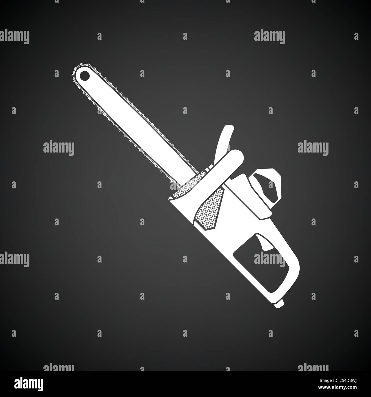 Kettensäge-Symbol. Schwarzer Hintergrund mit weißen. Vektor-Illustration. Stock Vektor