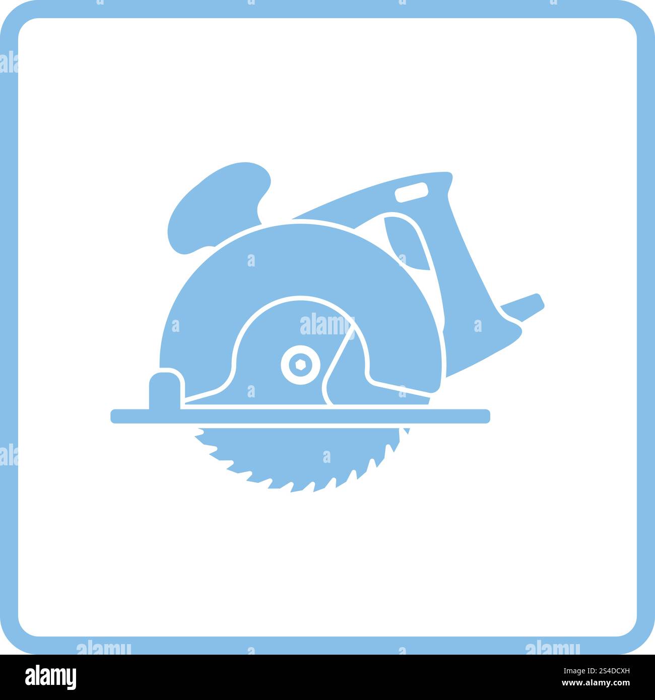 Kreissäge-Symbol. Blauer Rahmen-Design. Vektor-Illustration. Stock Vektor