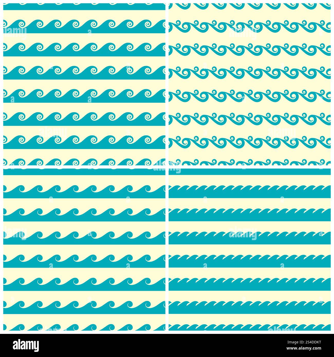 Satz von nahtlosen Mustern für Vektoraquagrüne Wellen. Wasser Hintergrund Ozean Illustration. Satz von nahtlosen Mustern für Vektoraquagrüne Wellen Stock Vektor