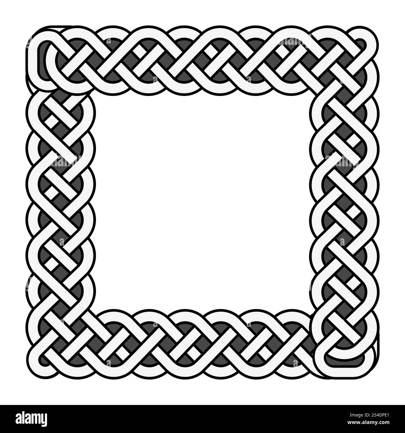Quadratischer keltischer Knoten Vektor mittelalterlicher Rahmen in Schwarz und weiß. Traditionelle ethnische irische Knotengrenze Illustration. Quadratischer keltischer Knoten Vektor mittelalterlicher Rahmen in Schwarz und weiß Stock Vektor