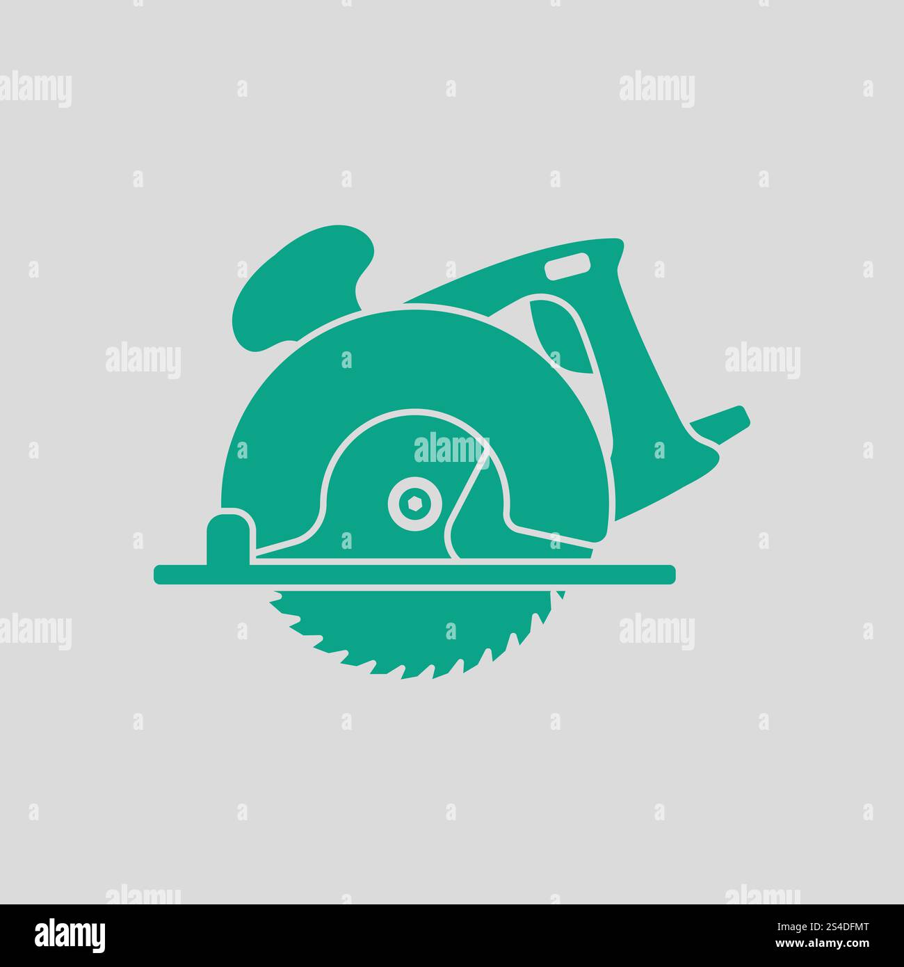 Kreissäge-Symbol. Grauer Hintergrund mit grün. Vektor-Illustration. Stock Vektor