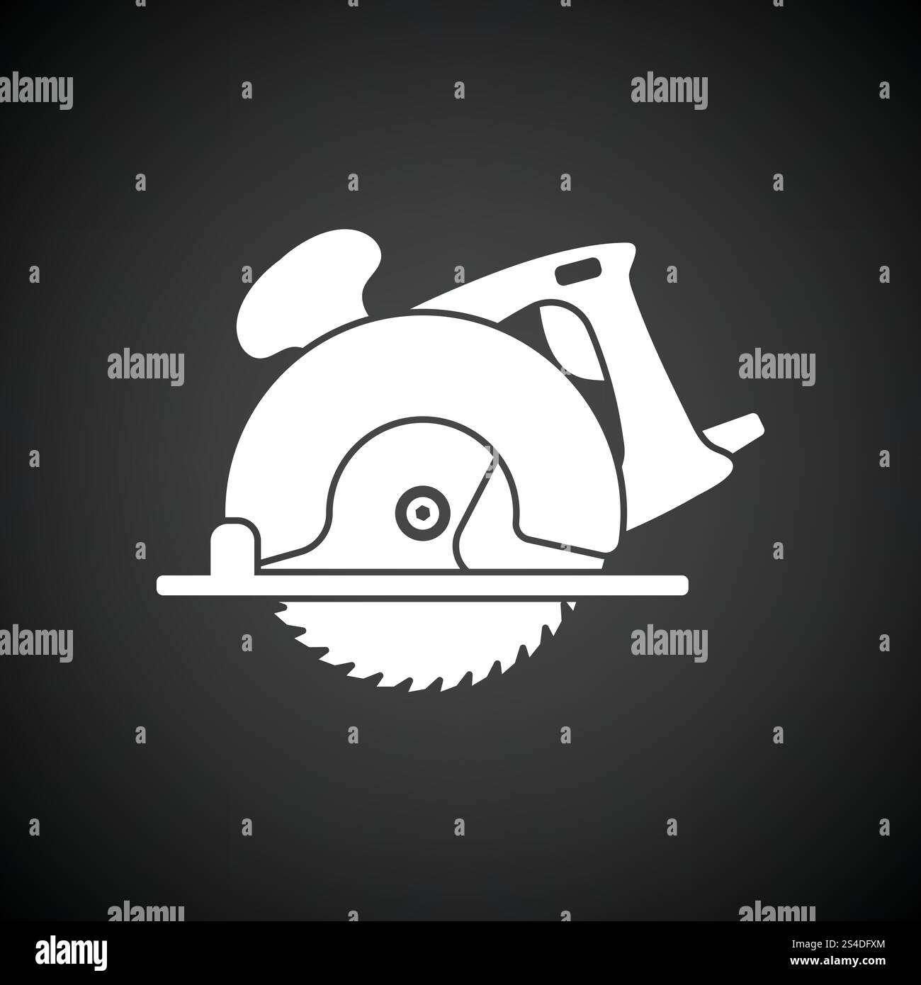 Kreissäge-Symbol. Schwarzer Hintergrund mit weißen. Vektor-Illustration. Stock Vektor