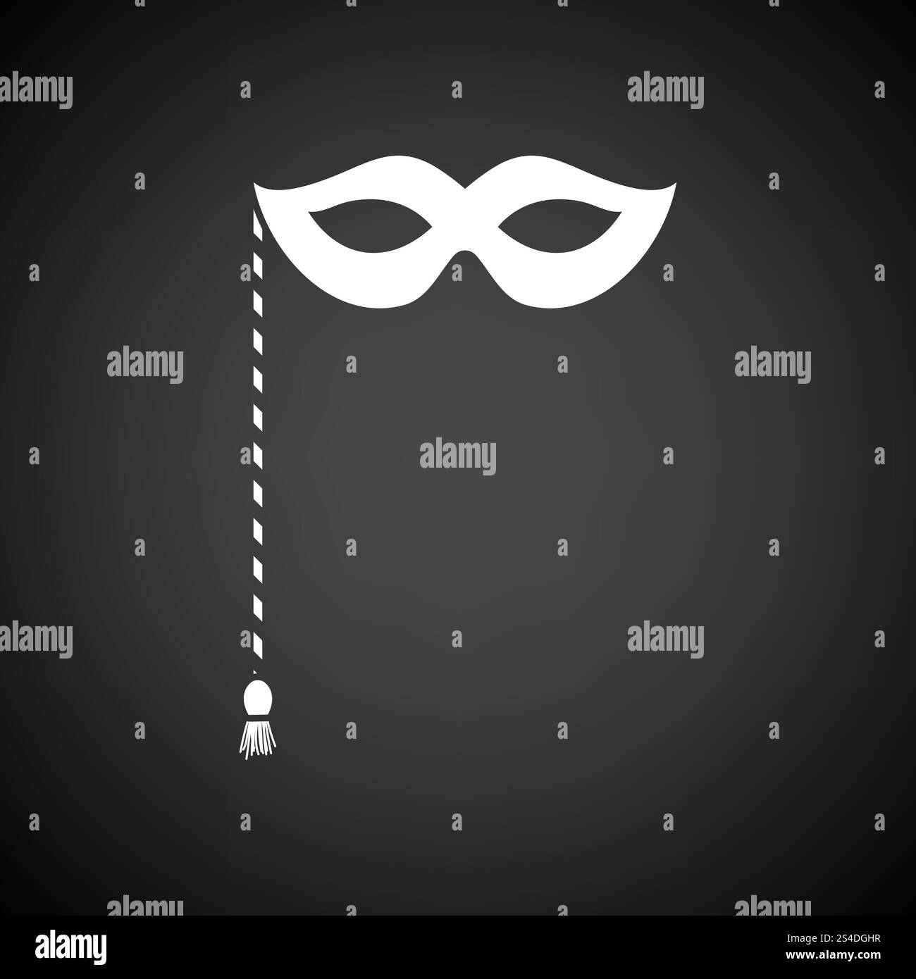 Party Karneval Maskensymbol. Schwarzer Hintergrund mit weißen. Vektor-Illustration. Stock Vektor