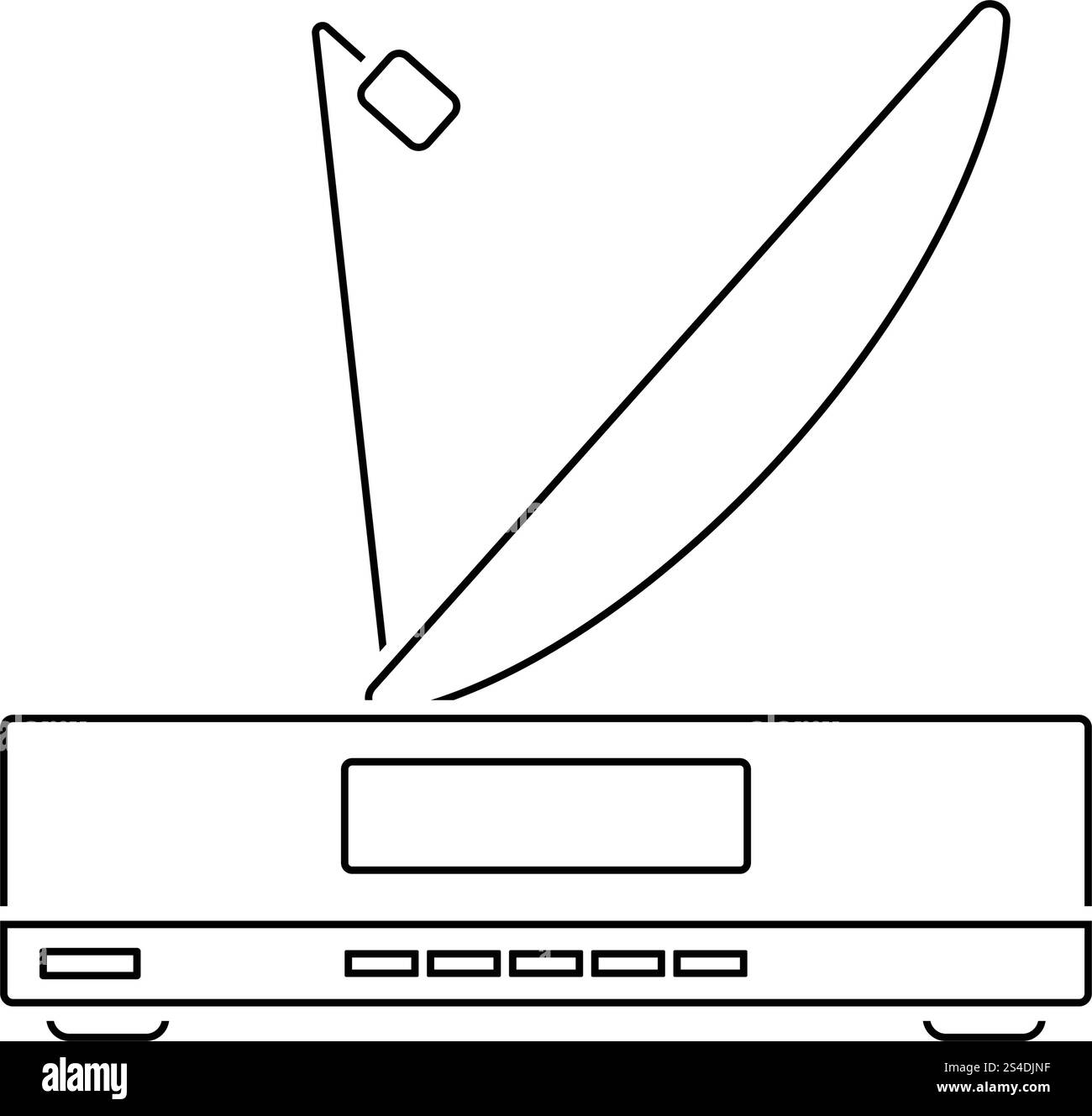 Sat-receiver mit Antenne-Symbol. Thin Line Design. Vector Illustration. Stock Vektor