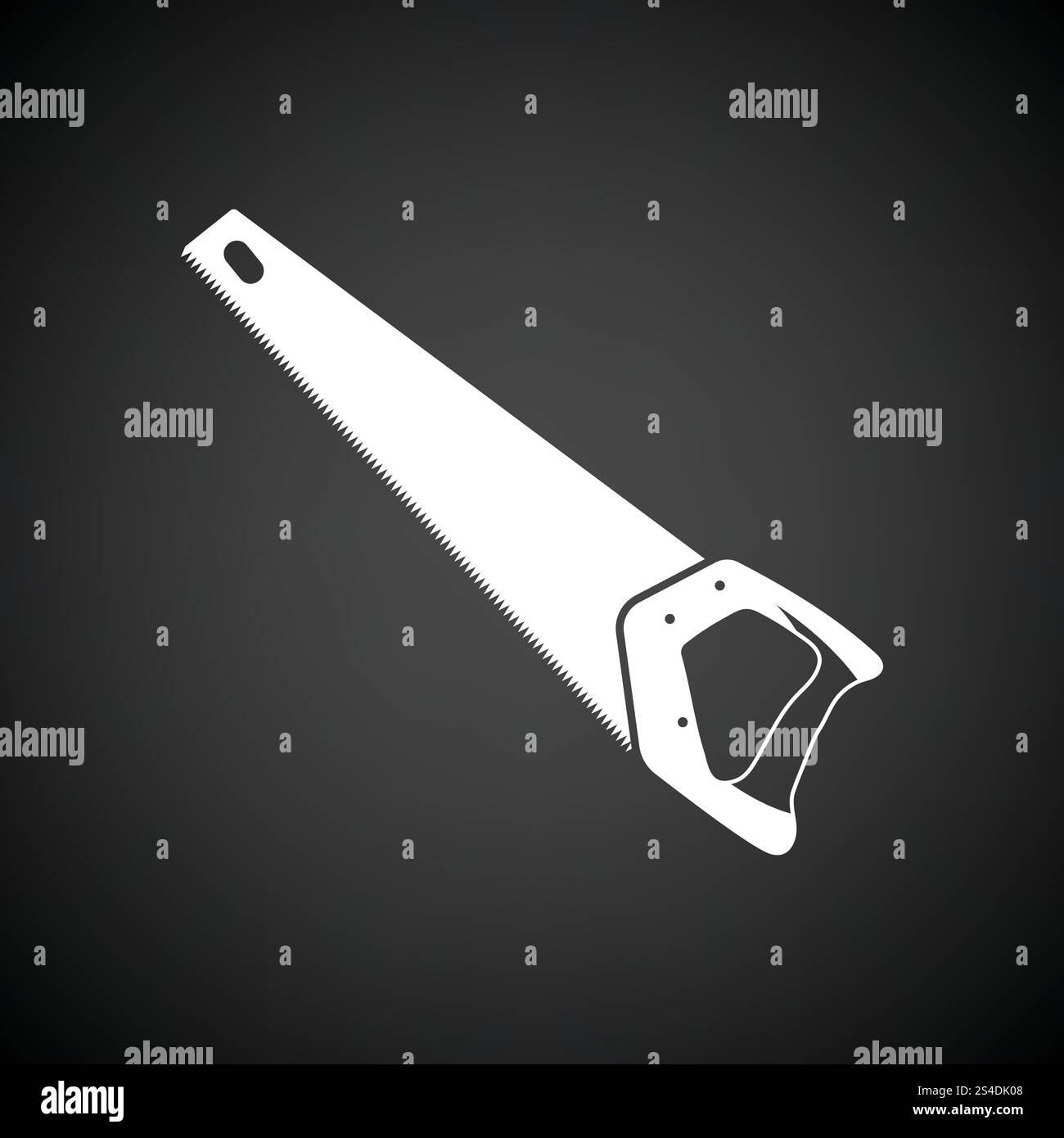 Handsäge Symbol. Schwarzer Hintergrund mit weißen. Vektor-Illustration. Stock Vektor