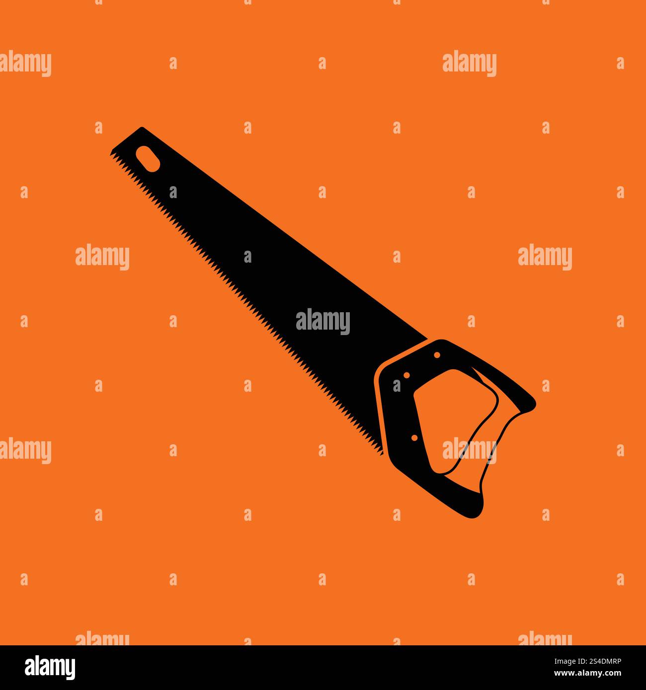 Handsäge Symbol. Orangefarbenen Hintergrund mit schwarz. Vektor-Illustration. Stock Vektor