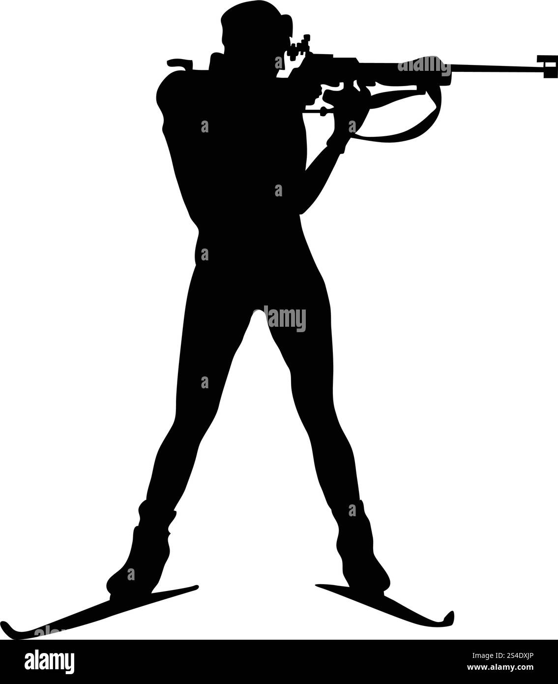 Biathlon Sportler Silhouette. Schwarz auf Weiß. Vector Illustration. Stock Vektor