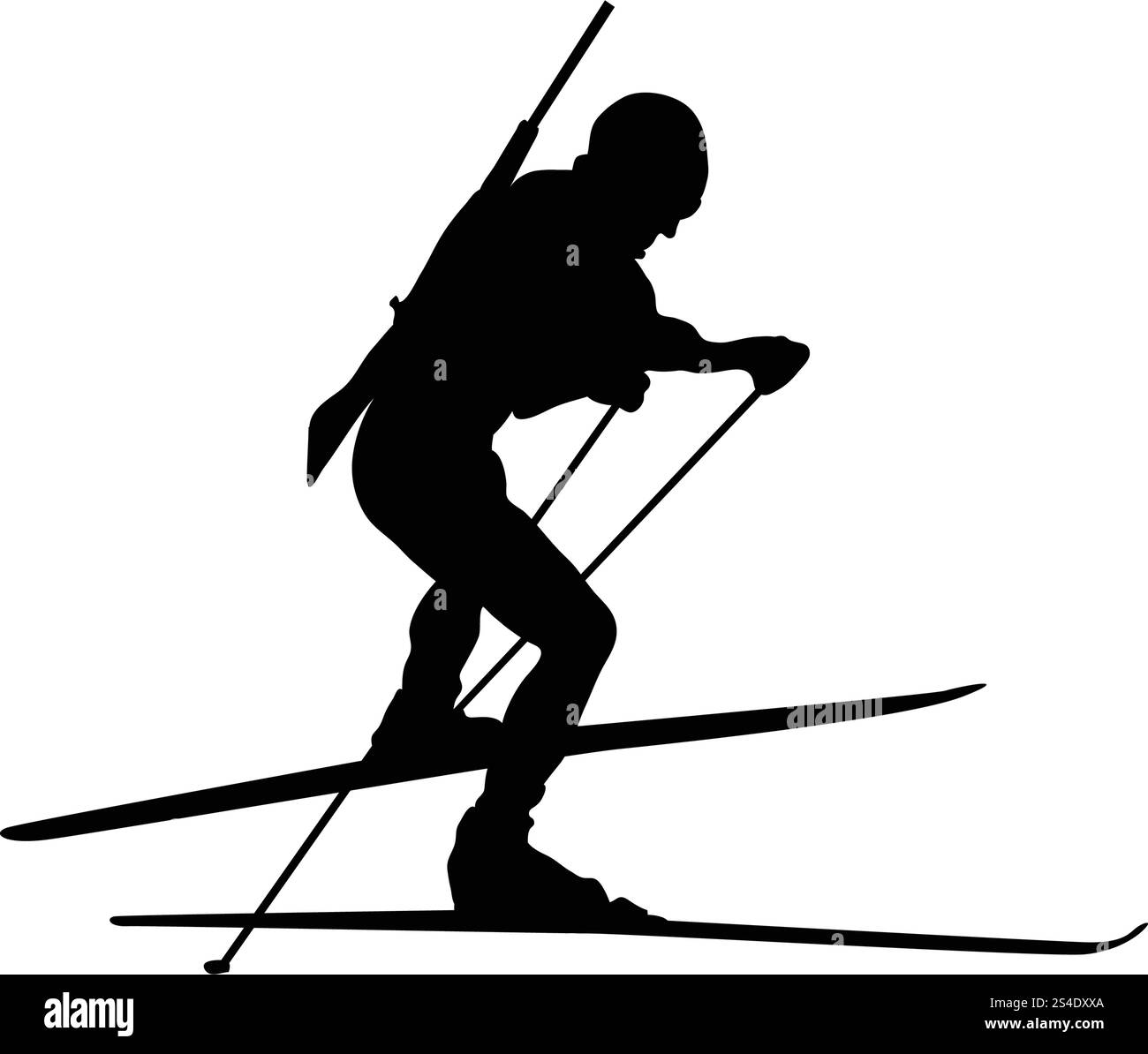 Biathlon Sportler Silhouette. Schwarz auf Weiß. Vector Illustration. Stock Vektor