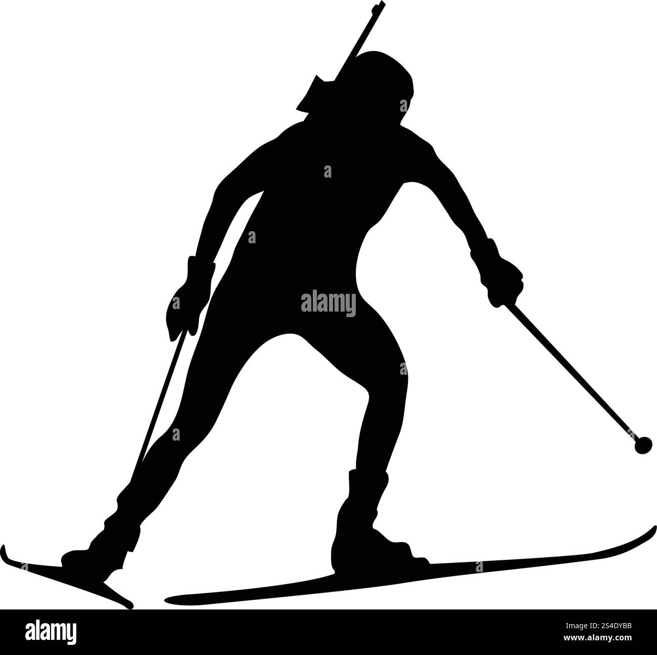 Biathlon Sportler Silhouette. Schwarz auf Weiß. Vector Illustration. Stock Vektor