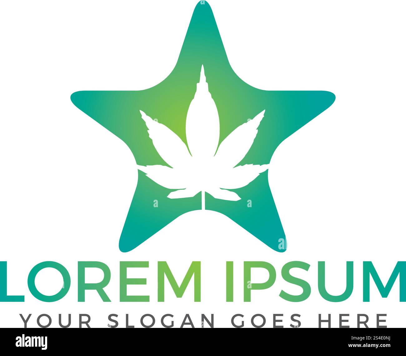 Stern mit Cannabis leaf Inside Logo Design. Stock Vektor
