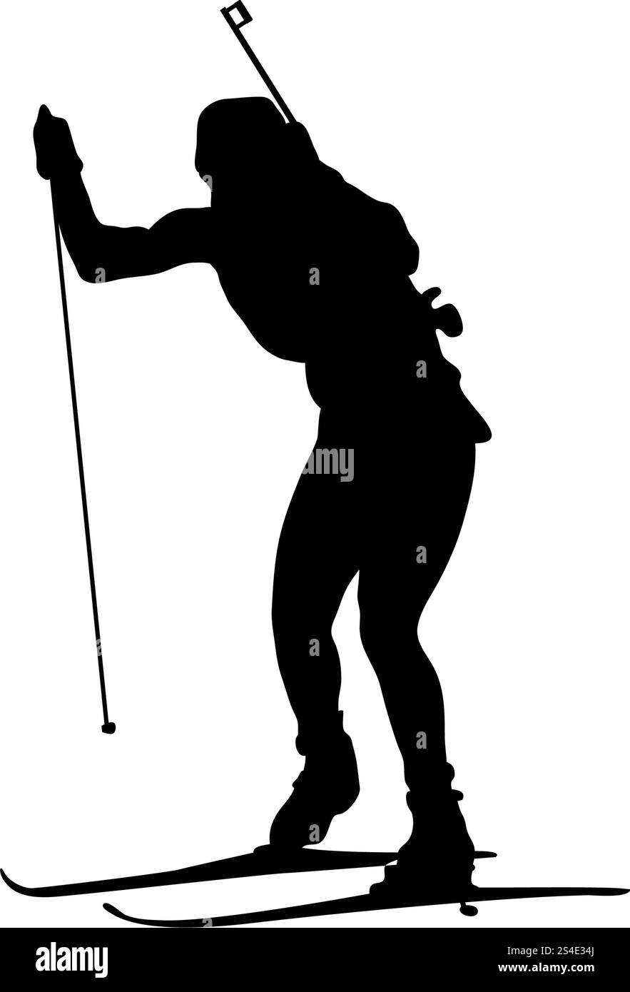 Biathlon Sportler Silhouette. Schwarz auf Weiß. Vector Illustration. Stock Vektor