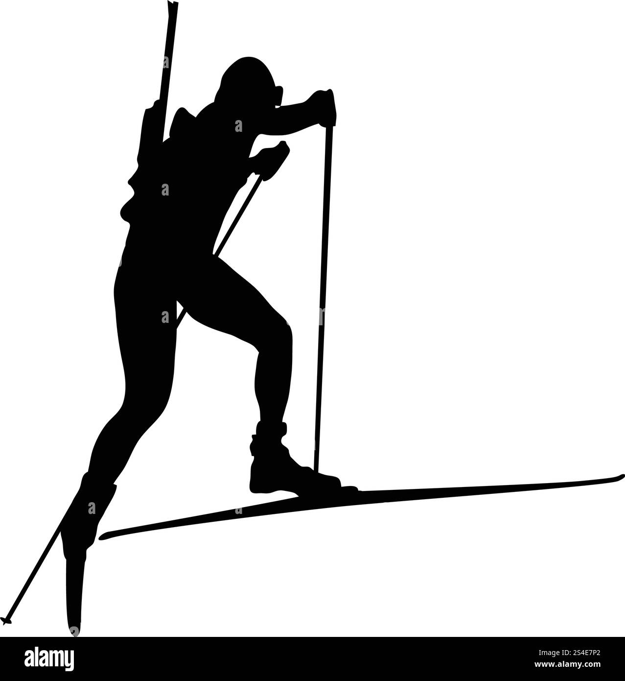 Biathlon Sportler Silhouette. Schwarz auf Weiß. Vector Illustration. Stock Vektor