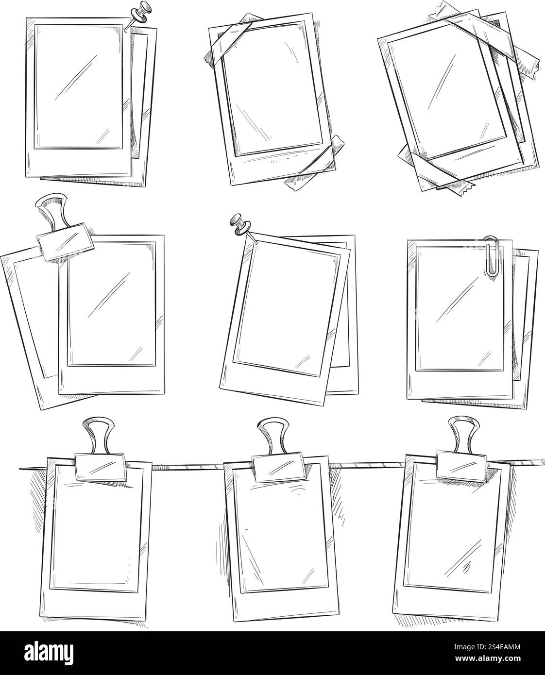 Doodle Retro-Bilderrahmen, Vintage-Album. Hand gezeichneter Rahmen Fotos Vektor-Illustration. Doodle Retro-Bilderrahmen, Vintage-Album Stock Vektor