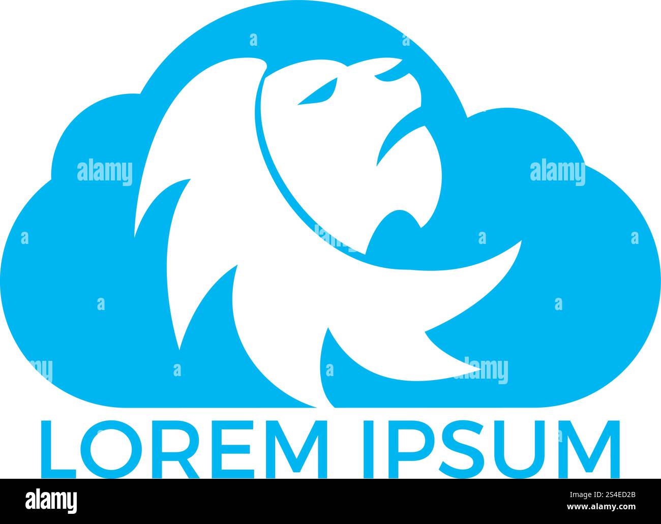 Löwenkopf und Wolken-Logo-Vektor. Grafik des wilden Löwenkopfes. Stock Vektor