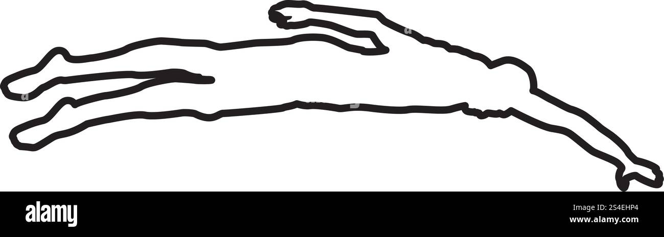 Sportler schwimmen Mann schwebt Kriechen silhouette Symbol Farbe schwarz Vector Illustration Flat Style simple Image outline Stock Vektor