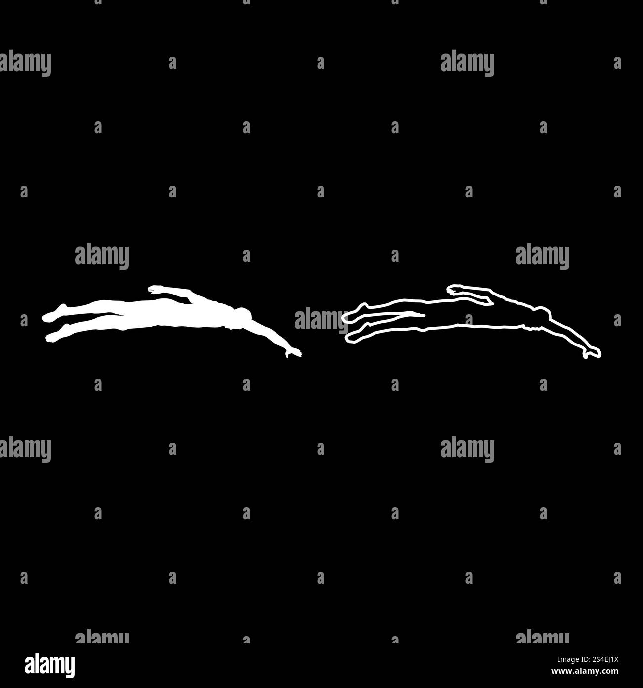 Sportler schwimmen Mann schwebt Kriechen silhouette Symbol Farbe weiß Vektor-illustration Flat Style einfach Bild einstellen Stock Vektor