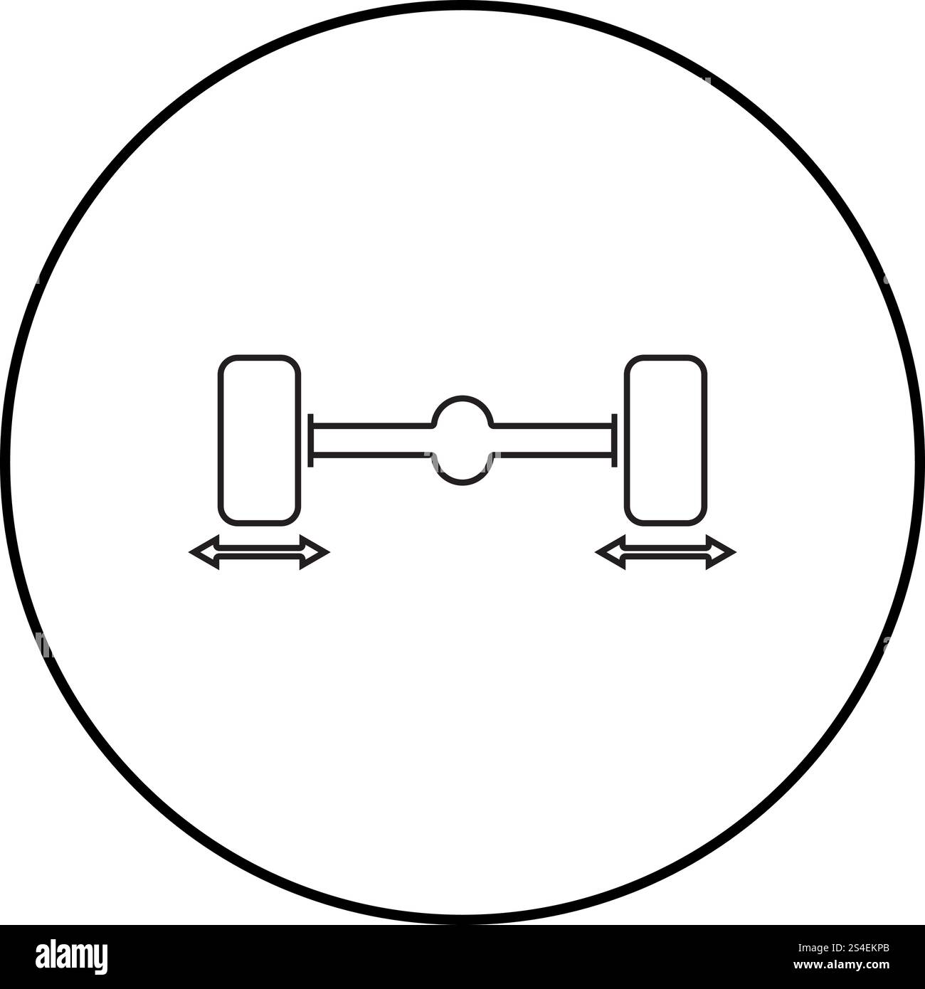 Fix Auto Räder Computer Auswuchtgerät Symbol schwarz Farbe Umrisse Vektor-illustration Flat Style einfach Bild im Kreis Runde Stock Vektor