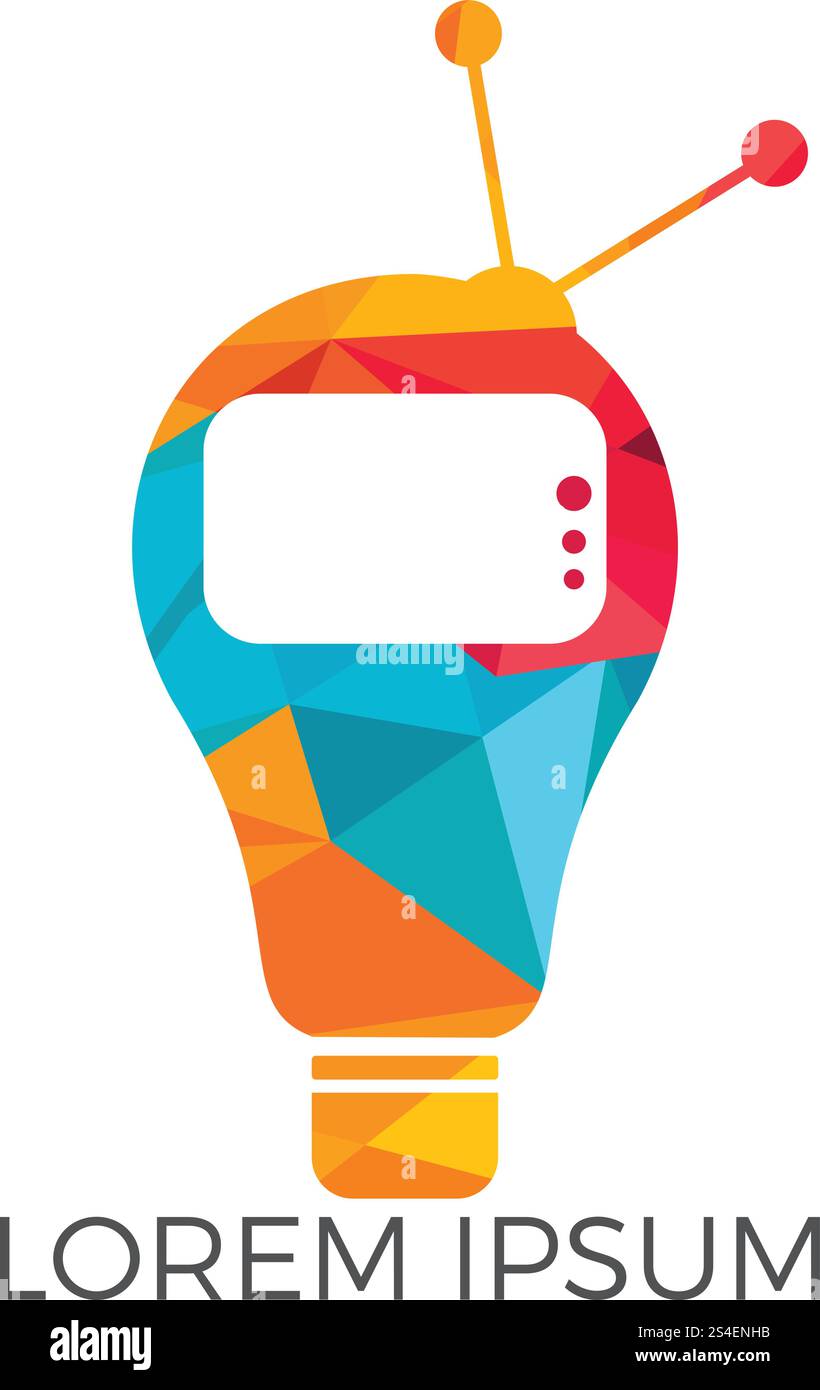 Glühlampe und TV-Logo. Kreative TV-Programmideen. Stock Vektor